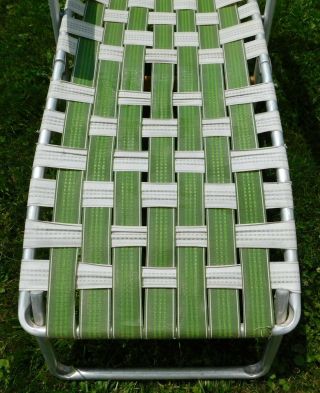 Vintage Aluminum Folding Lawn Chaise Chair Green Webbing Patio Camping 3