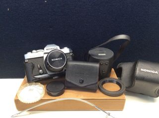 Vintage Konica Autoreflex T3 35mm Slr Camera With 28 Mm Lens & Lens Case Untest