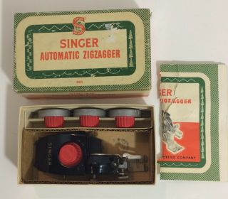 Vintage Singer Sewing Machine Automatic Zigzagger Attachment 160986 Box W/4 Cams