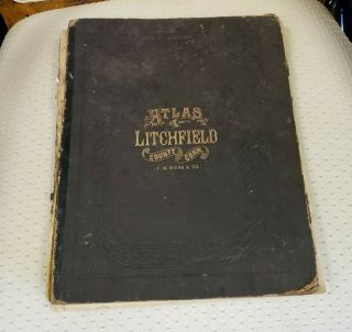 Antique Book 1874 Atlas Of Litchfield County Connecticut F.  W.  Beers & Co.