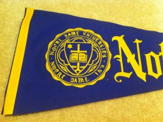 Vintage 1960s Notre Dame University College Football Blue Wool Pennant Flag 2