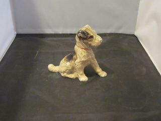 Antique Cast Iron Sitting Fox Terrier Dog Bank