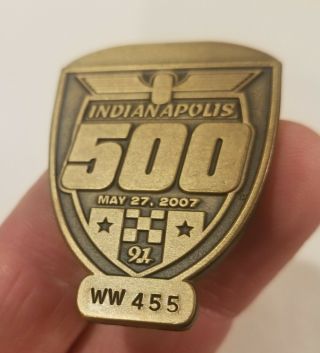 2007 Indy 500 Car Race Bronze Pit Pass Badge Racing Motor Speedway Pin Ww455 Nr