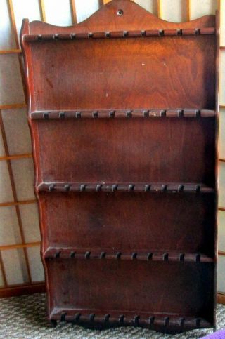 Vintage Wood Wall Hanging Souvenir Spoon Holder Rack Holds 50 Spoons