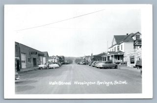 Wessington Springs Sd Main Street Vintage Real Photo Postcard Rppc