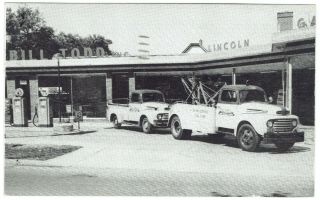 Bill Todd Lincoln Gas Station Tow Truck Vintage Postcard Austin Minnesota Mn