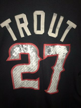 Mlb Mike Trout 27 Angels Men’s Jersey Authentic Majestic Black Size Large