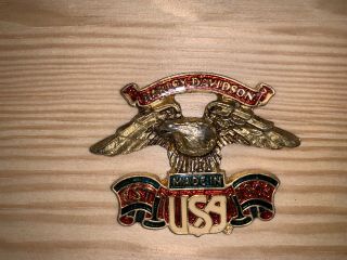Vintage Harley Sissy Bar Emblem Battery Cover Eagle Medallion - (99000 77) Green