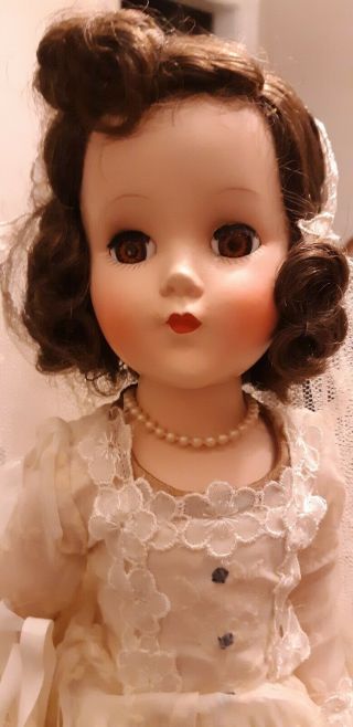 Vintage 1950s R & B Nanette 17 " Hard Plastic Wedding Doll