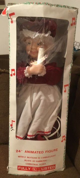 Vintage Electric Mrs Santa Claus 24 " Tall Lighted Animated & Musical