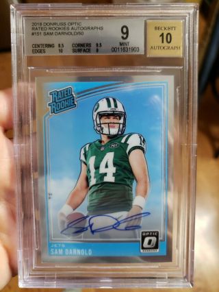 2018 Donruss Optic Sam Darnold Rated Rookie /50 Rc Bgs 9 10 Auto