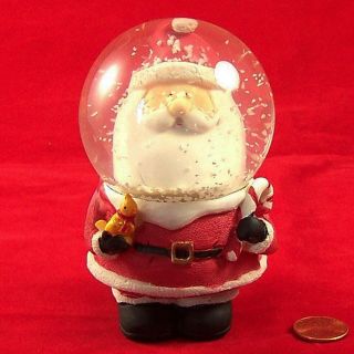 Vintage Santa Claus Snow Globe Xmas Holiday Decoration Resin & Glass 4,  1/4 " Tall