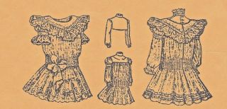 18 " Antique French Bru/jumeau/german Doll@1903 - 07 Yoke Dress Gumpie/top Pattern