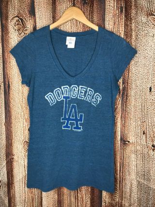 Mlb Los Angeles Dodgers Womens Blue V - Neck T - Shirt Size Xl Merchandise