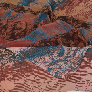 Sanskriti Vintage Saree 100 Pure Georgette Silk Printed Sari Craft 5 Yd Fabric