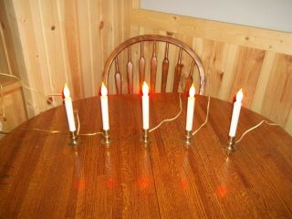 5 Vintage Electric Window Brass Candlesticks Candle Lamps Christmas Deco