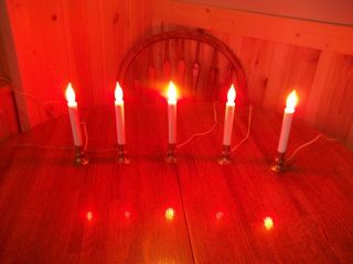 5 Vintage Electric Window Brass Candlesticks Candle Lamps Christmas Deco 2