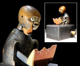Gimmicked Kobe Ningyo Automaton Toy Doll 19thc Japanese Antique Meiji