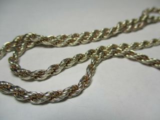 Sterling Silver 925 Estate Vintage Italian 4mm Rope Chain 20 Inch Necklace
