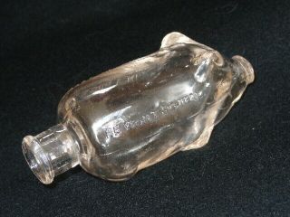 Vintage Glass Pig Whiskey Flask Figural Bottle Something Good In A Hogs