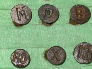 6 Different Buffalo,  Rochester,  And Pittsburgh Railroad Letter Date Nails