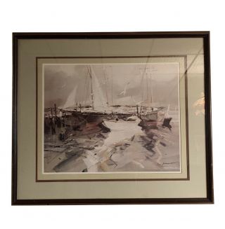 Vintage Mid - Century Abstract Nautical Painting