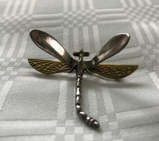 Vintage.  925 Sterling Silver Pin Brooch Dragonfly / Firefly Made In Mexico