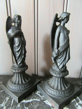 Lovely French Antique Cast - Iron Statues Angels