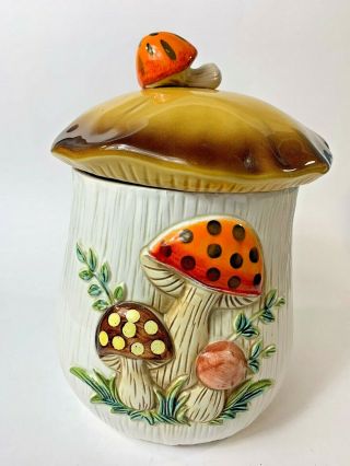 11 " Vintage 1978 Sears And Roebuck Merry Mushroom Ceramic Cookie Jar Canister
