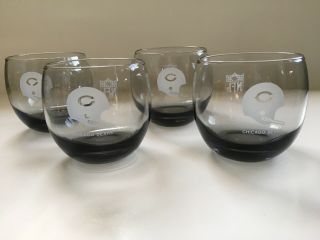 Chicago Bears 8 Oz.  Low Ball Vintage Drinking Glasses Set Of 4