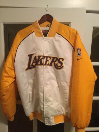 Vintage Team Nike Los Angeles Lakers Nba Basketball Satin Snap Jacket Mens L