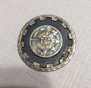Aztec Sun God Mayan Sterling Silver 925 Brooch Pin Pendant Vintage Peru 2 "