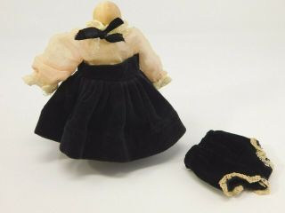 Vntg 1952 Vogue Ginny Doll 81 Black Velvet Pink Organdy Dress & Bloomers Tag