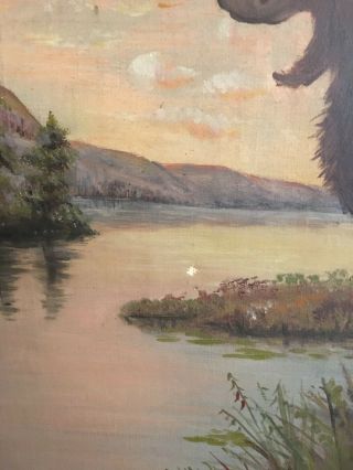 Vintage/Antique Art Nouveau Moose Oil Painting Signed by TM Cahalan 3
