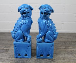 Vintage Turquoise Chinese Oriental Foo Dog Temple Lions.