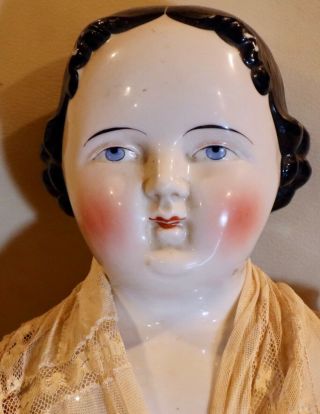 Antique 34 " C1860 German China Head Doll Civil War Era On Body