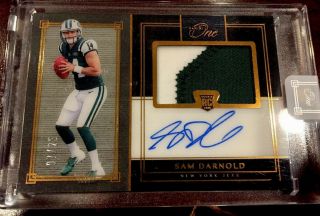 2018 Panini One Encased 2 Color Rookie Patch Auto Sam Darnold 7/25 Jets Sp