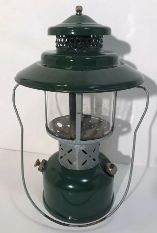 Vintage Coleman Lantern Green Model 228c Year 1946 W/ Coleman Glass