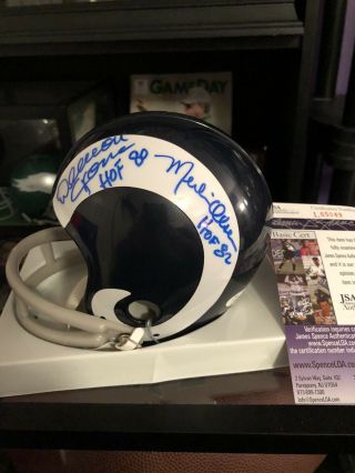 La Rams Fearsome Foursome Lundy Jones Olsen Autographed Signed Mini Helmet Jsa