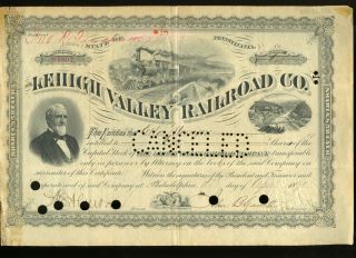 Lehigh Valley Railroad Company Stock Certificate 1 Share 1891