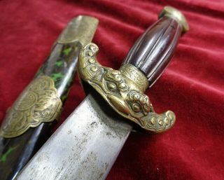 Green Hue 1800s Antique Chinese Jian Short Sword Dao Fang Sabre Spear Knife