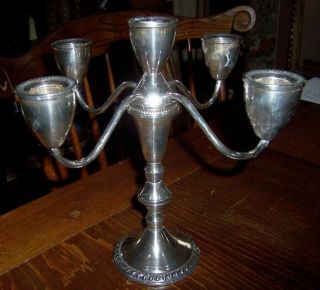 Pretty 5 Candle Candelabra Sterling Silver Weighted Candlestick Holder Duchin