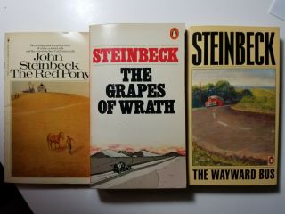 Vintage John Steinbeck Grapes Of Wrath Wayward Bus Red Pony Set Of 3 Paperbacks