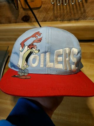 Houston Oilers Tennessee Nfl Snapback Hat Cap Vintage 1990’s Taz Looney Tunes