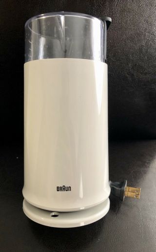 Vintage Braun Ksm - 2 4041 Electric Coffee Bean Mill Spice Grinder Off White Clear