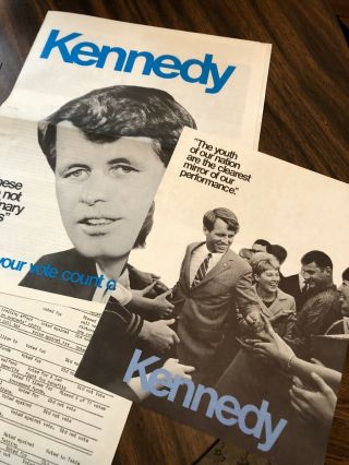 ROBERT F KENNEDY 1968 VINTAGE CAMPAIGN Brochure FLYER Bumper Stickers President 2