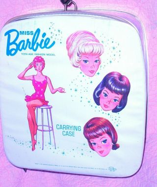 Htf Vintage 1963 White Miss Barbie Teenage Fashion Model Clothing Wig Case