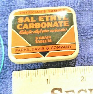 Vintage Sal Ethyl Carbonate Parke Davis & Company Vibrant Color Doctors Sample.