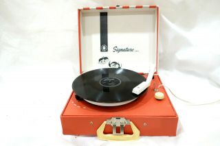 1950s Vintage Signature Portable Record Player Turntable 16 33 45 78 Great