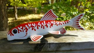Deluxe 12.  25 " Folk Art Sucker Fish Decoy Carved By John Peeters - Spearing Lure